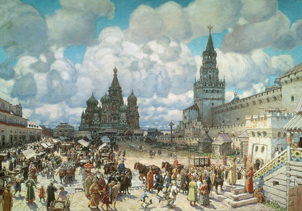 La Plaza Roja y la Catedral de San Basilio, Moscú, siglo 17