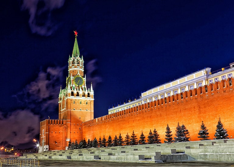 ver la Plaza Roja de Moscú por la noche